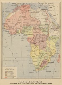 Afrika térképe az angol-francia egyezmény 1899. márciusi aláírása után